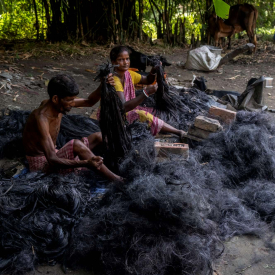 Parbatipur, a village situated in South 24 Parganas district of West Bengal, supply artificial hair used to decorate the idol of gods and goddesses of the Hindu pantheon.