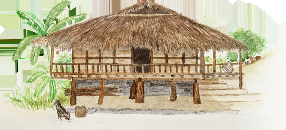 A wooden house common among Lepcha people. (Illustration Credits: Jisha Unnikrishnan)