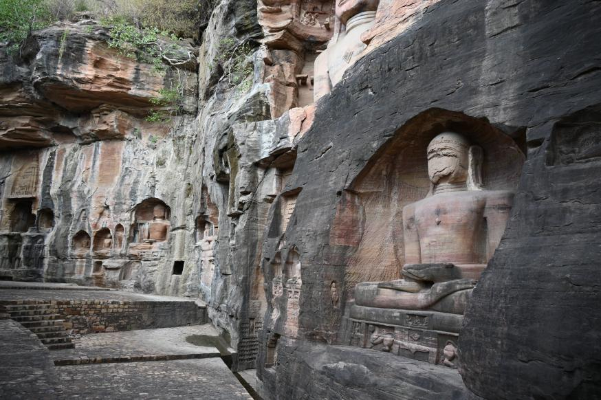 Southwestern group of Jain rock-cut sculptures. (Picture Credits: Ross Lee Bernhaut)