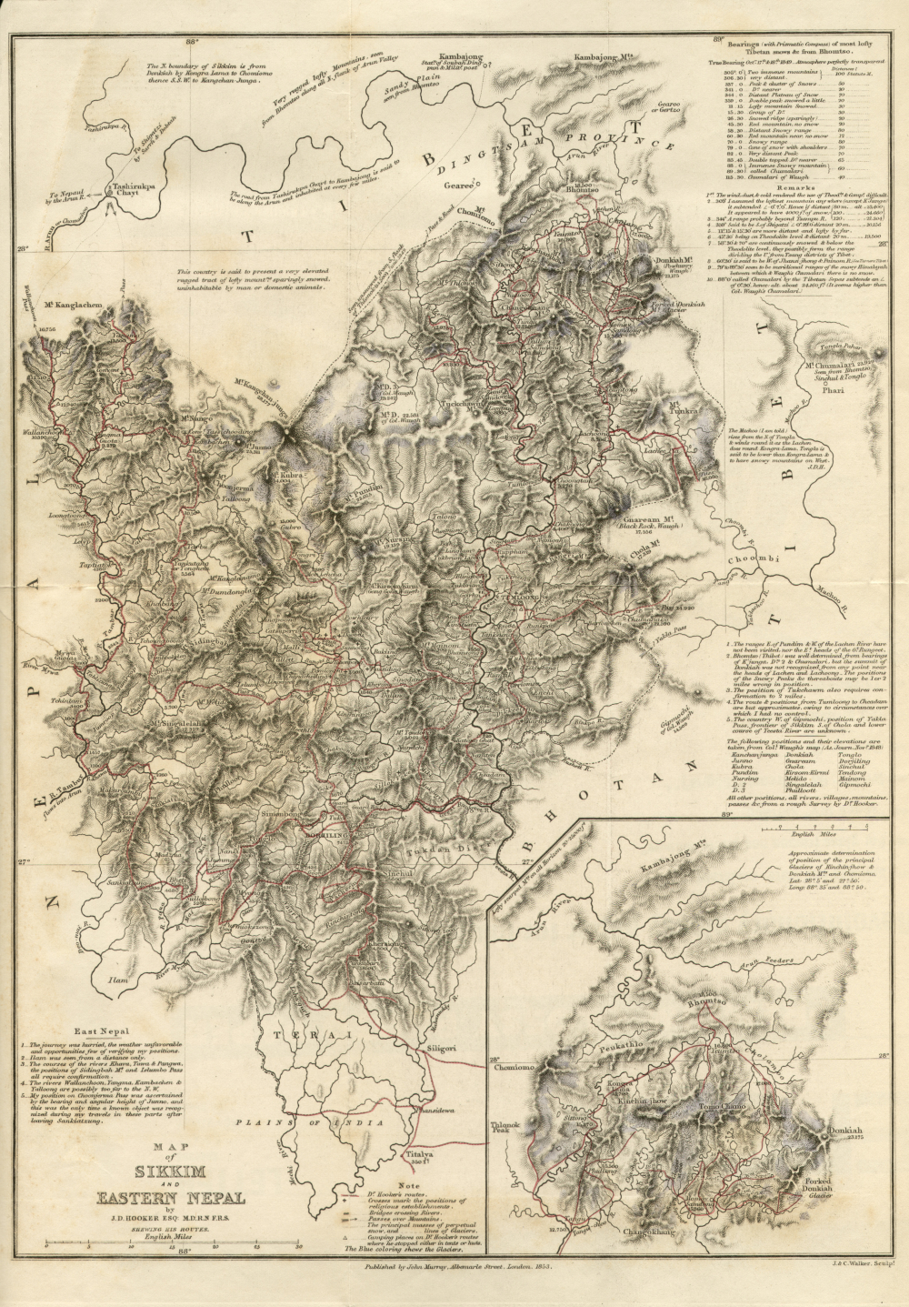 Map of Sikkim and Eastern Nepal from J.D. Hooker’s Himalayan Journals. (Picture Courtesy: John Murray/Wikimedia Commons)