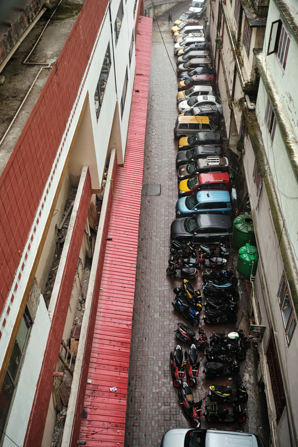 Parking lots in Lall Bazaar market. (Picture Credits: Abhishek Anil)