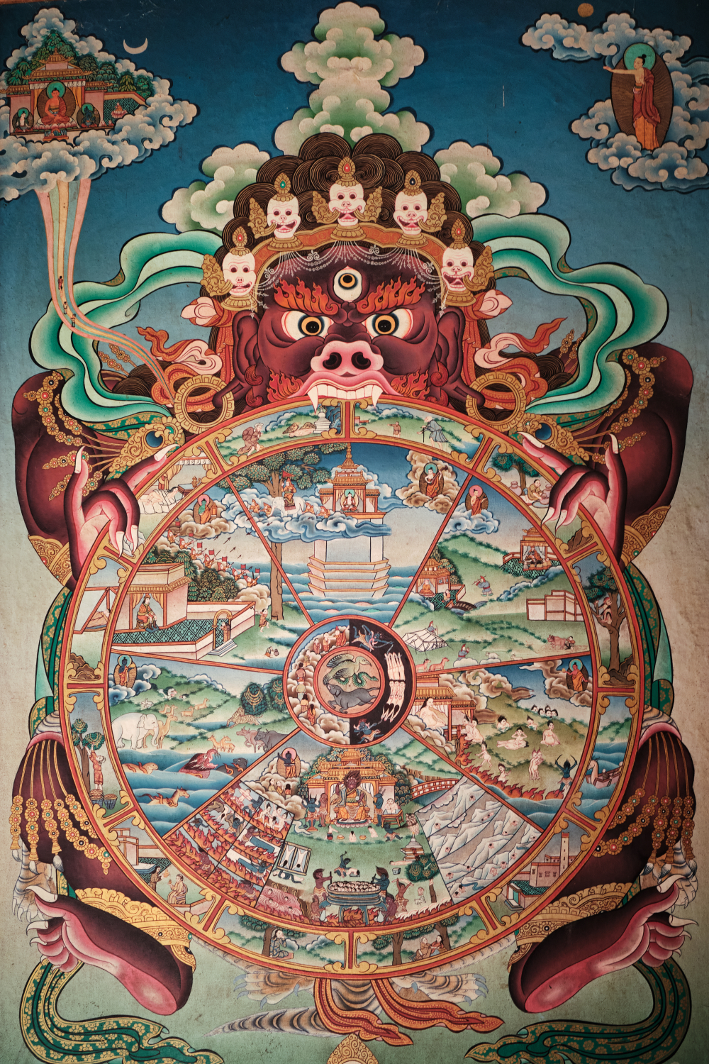 A mural at Enchey Gompa depicting the Wheel of Life. (Picture Credits: Abhishek Anil)