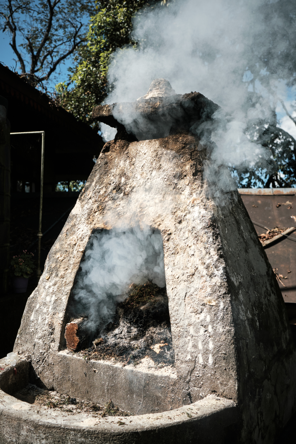 A sangbum made of stone at Enchey Gompa in Gangtok. (Picture Credits: Abhishek Anil.)