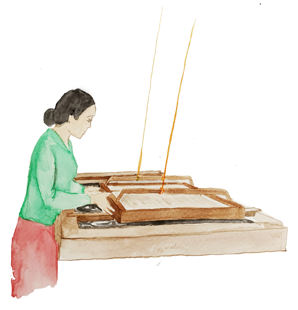 Handmade paper-making. (Illustration Credits: Jisha Unnikrishnan)
