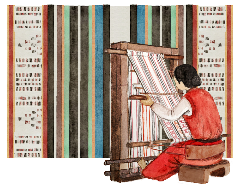 Thara weaving, commonly called Lepcha weave. (Illustration Credits: Jisha Unnikrishnan.)
