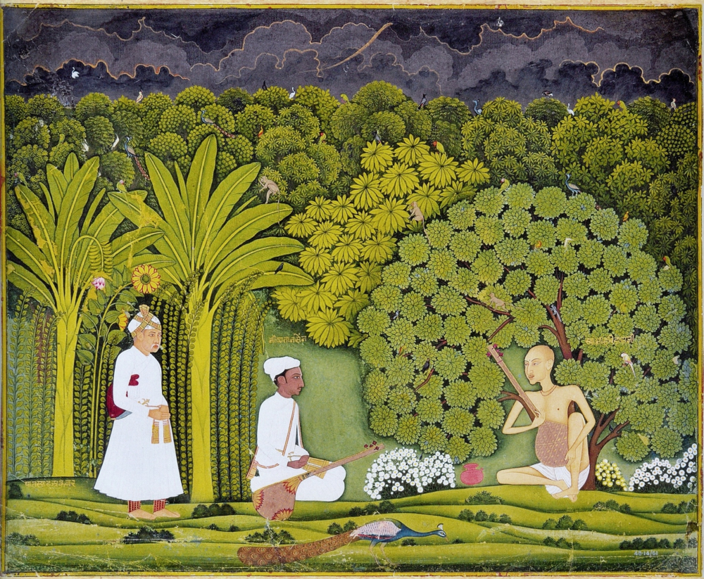 Swami Haridasa with Tansen and Akbar at Vrindavana. (Picture Courtesy: National Museum/Wikimedia Commons)
