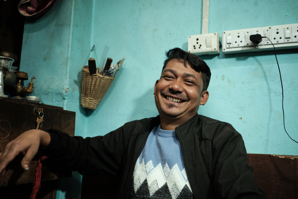 Ramesh Sunwar a.k.a the captain of the karigars (artisans) in the unit. (Picture Credits: Abhishek Anil)
