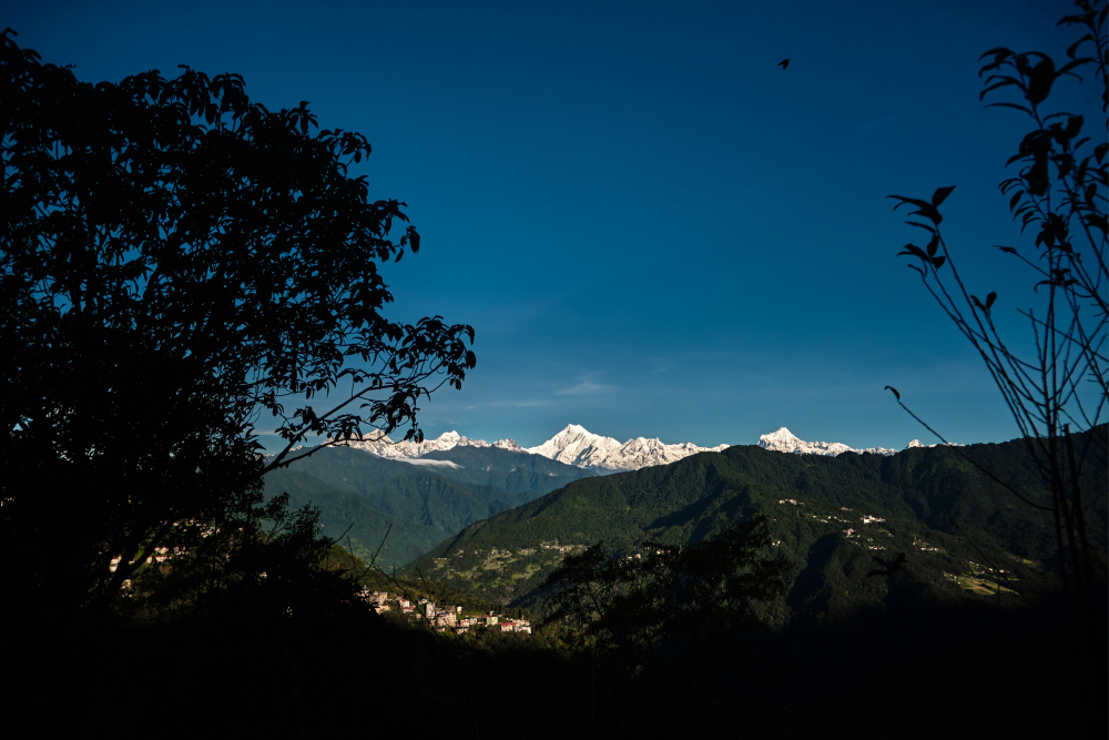 Kanchendzonga and adjoining peaks as viewed from Tashi View Point during sunrise. (Picture Credits: Abhishek Anil)