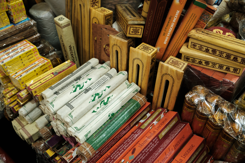 A shop in Lall Bazar selling Incense, Sang and Incense burners. (Picture Credits: Abhishek Anil.)