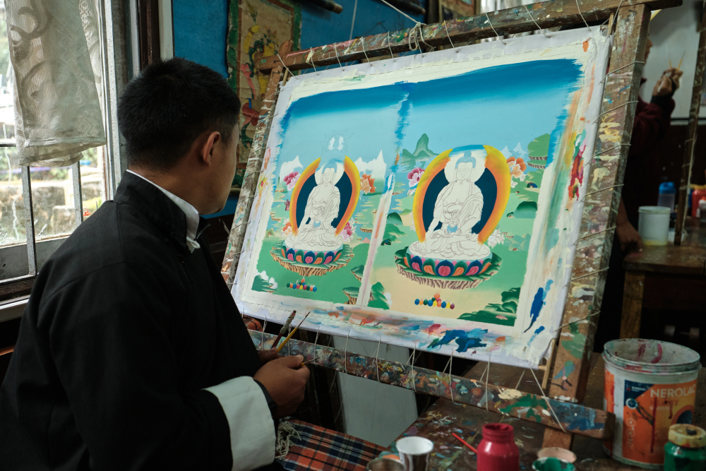 Thangka Painting at DHH, Gangtok. (Picture Credits: Abhishek Anil)
