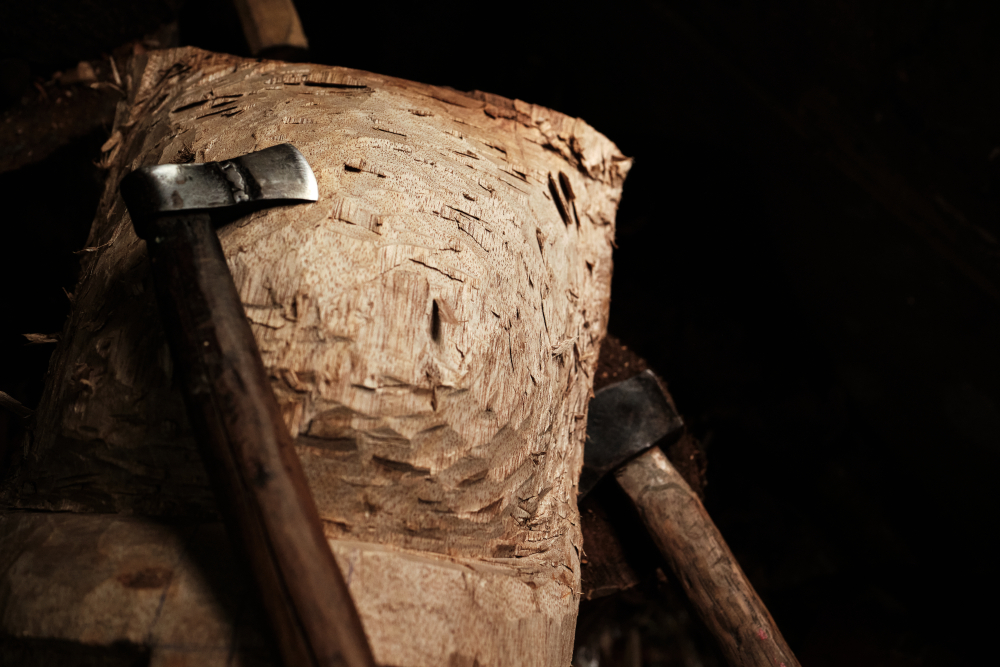 Cutting out wood to make traditional masks at DHH.(Picture Credits: Abhishek Anil)
