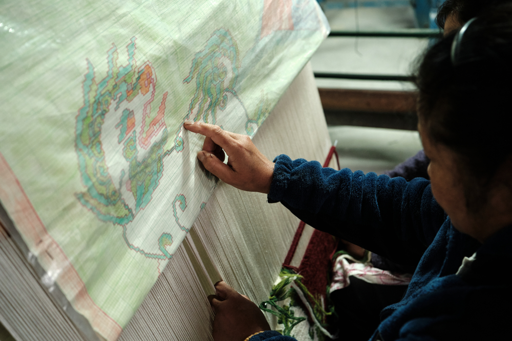 Carpet weaving at DHH, Gangtok. (Picture Credits: Abhishek Anil.)