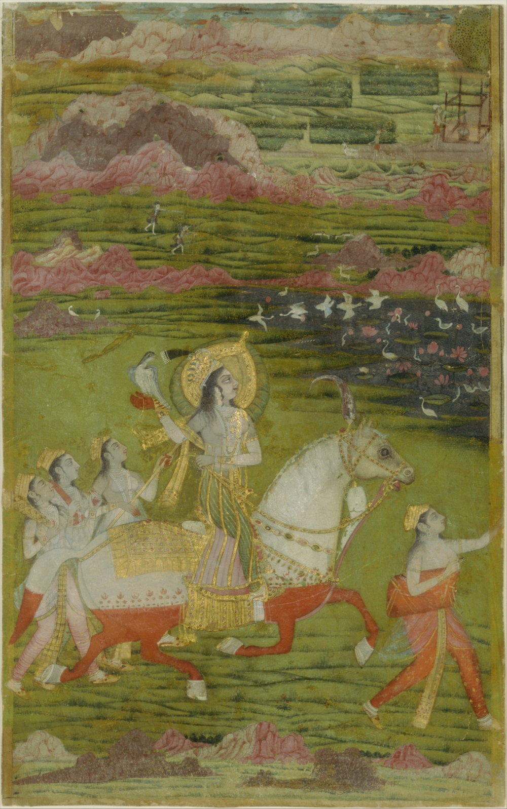 Chand Bibi hawking with attendants in a landscape. (Picture Courtesy: The Metropolitan Museum of Art)