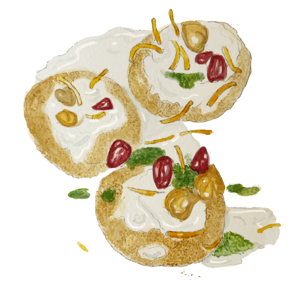 Gol gappe. (Illustration Credits: Jisha Unnikrishnan) 