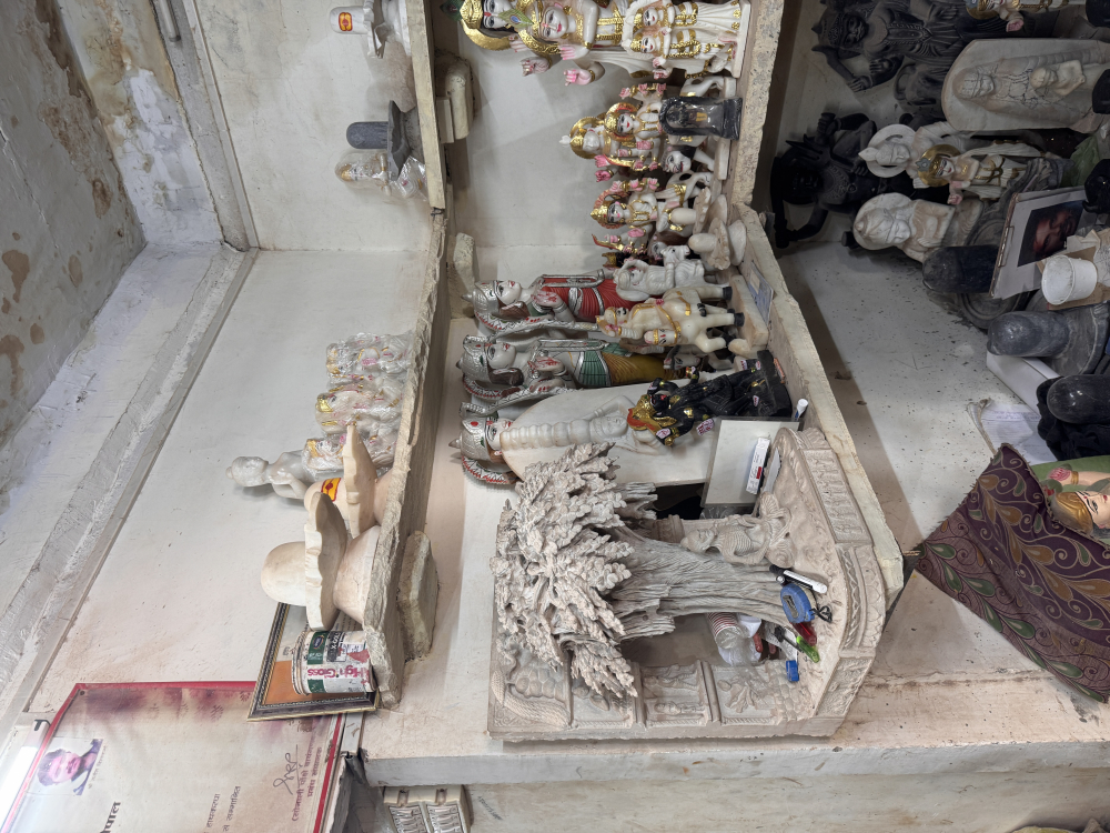Inside a shop of a stonemason in Gwalior, near Gende Wali Sadak. (Picture Credits: Meenakshi Vashisth)