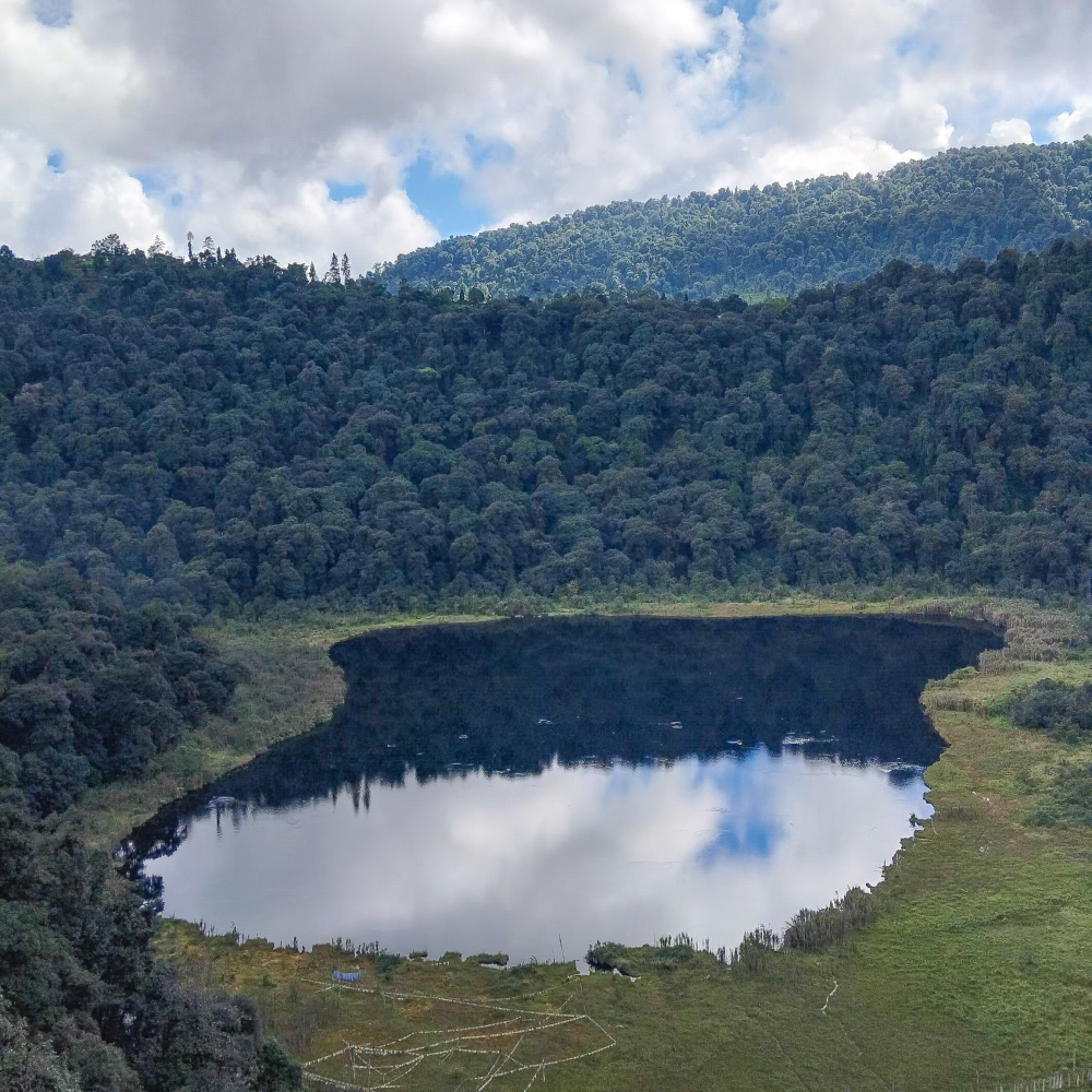 Khecheopalri Lake from the top of the hillock. (Picture Credits: Dibyendu Ash/Wikimedia Commons)