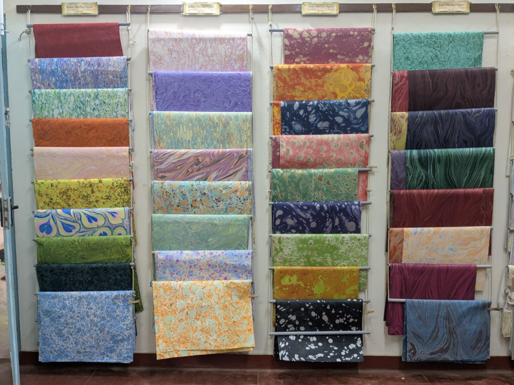 Marbled paper at the Ashram Handmade paper factory. (Picture Credits: Joseph Rahul)