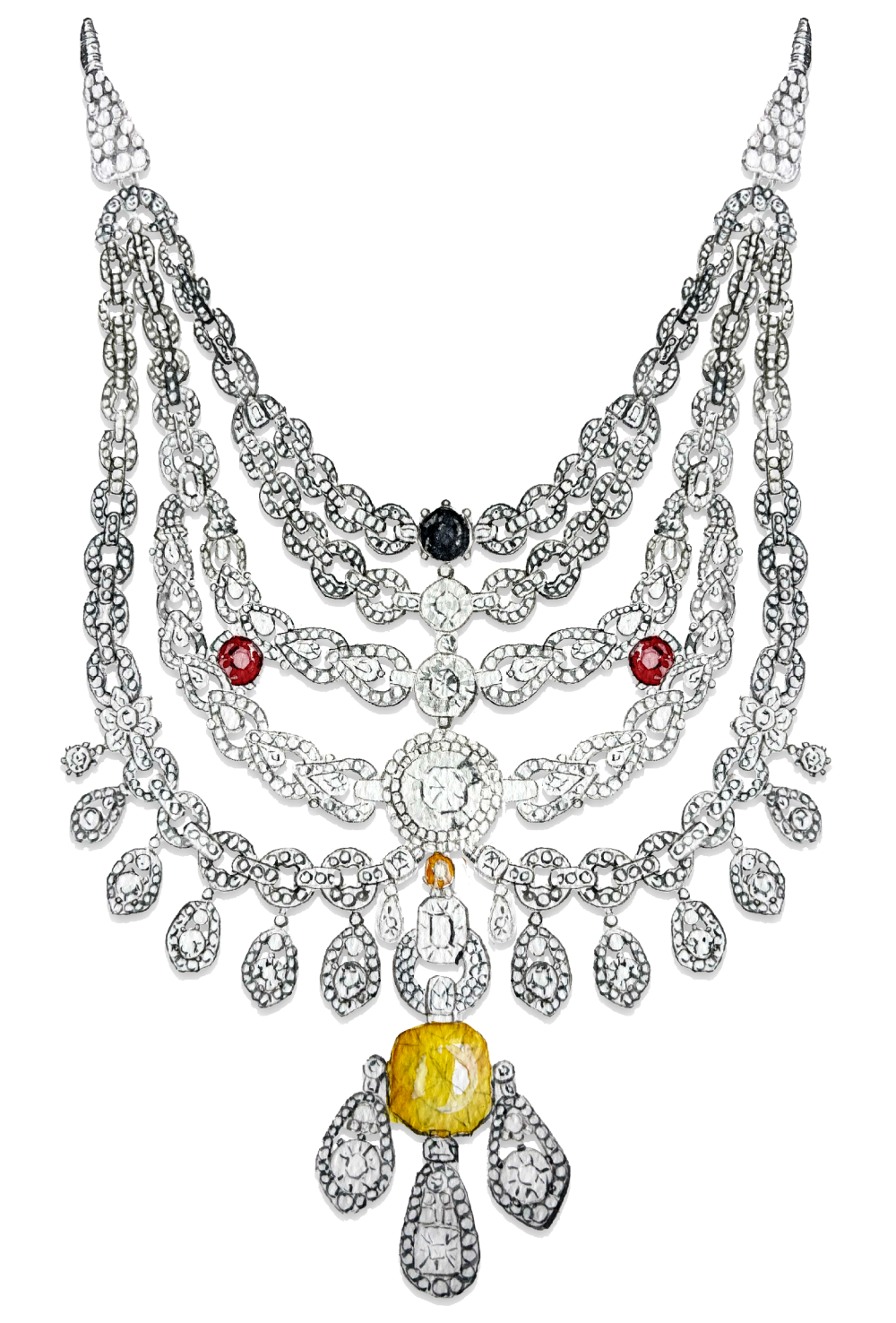 The Patiala Necklace. (Illustration Credits: Jisha Unnikrishnan)