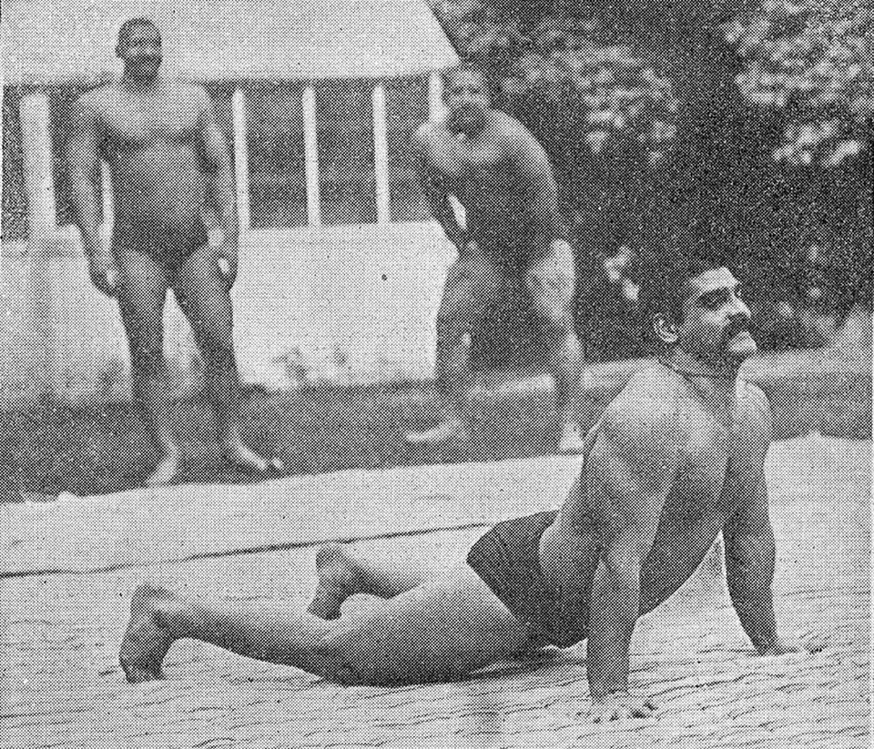 The Great Gama clicked while training at his akhara in Patiala, 1928. (Picture Courtesy: Wikimedia Commons)