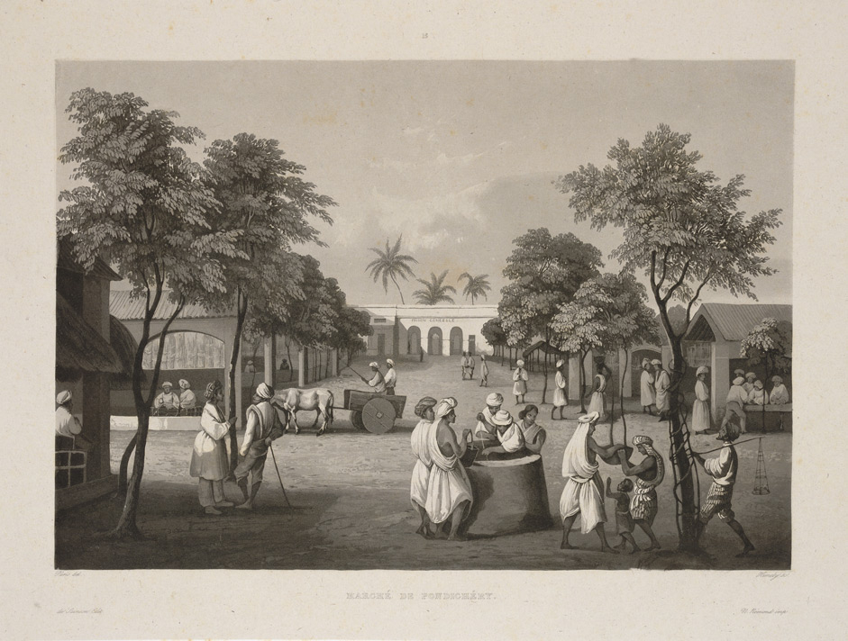 Painting of Pondicherry market c. 1850. (Picture Courtesy: Wikimedia Commons)