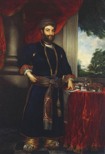 Portrait of Nawab Saadat Ali Khan II (c. 1752–1814) by George Place, 1799. (Picture Credits: Royalcollections.org/Wikimedia Commons)