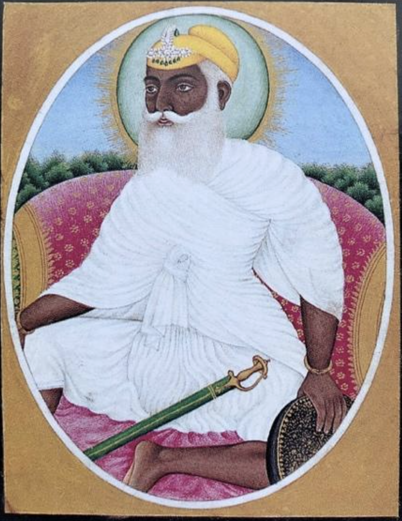 Painting of Sardar Ala Singh of Patiala in tondo, Pahari School, ca. 1880. (Picture Courtesy: Himachal State Museum, Shimla (Goswamy, 2000)/Wikimedia Commons)