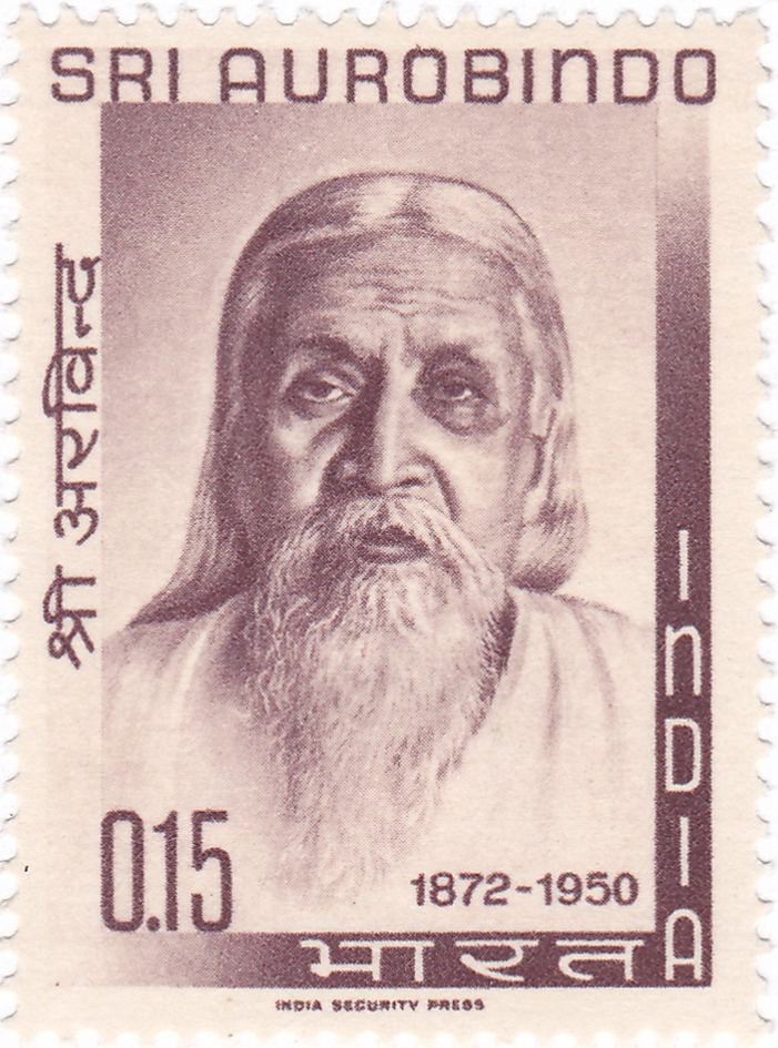 Sri Aurobindo 1964 stamp of India. (Picture Courtesy: India Post, GoI/Wikimedia Commons)