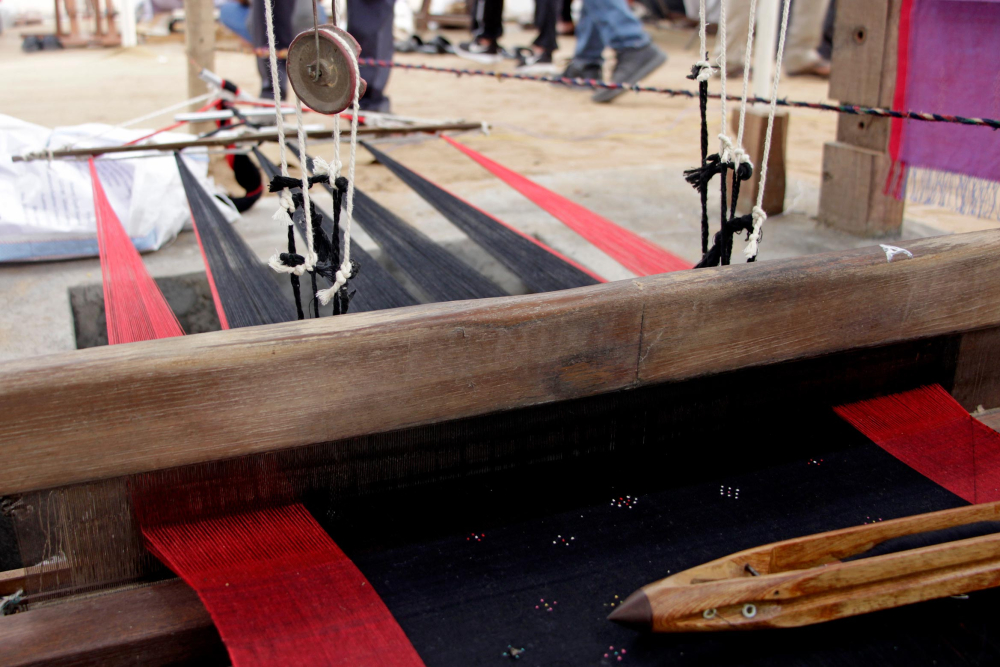 The dots form a pattern as the cloth is woven