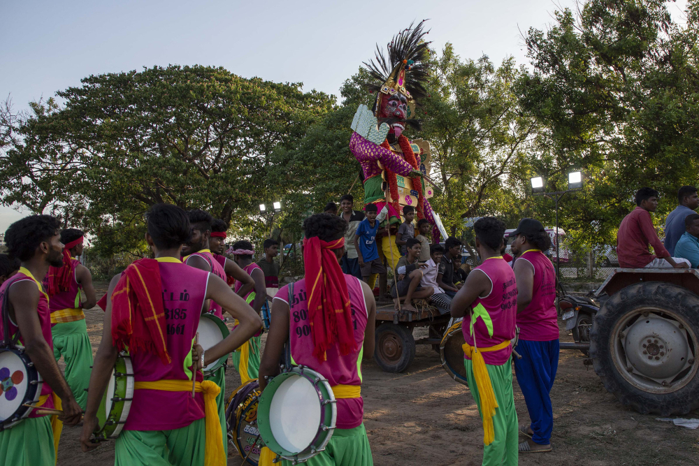 The traditional street procession with an effigy of a demon. (Picture Credits: Pattabi Raman)