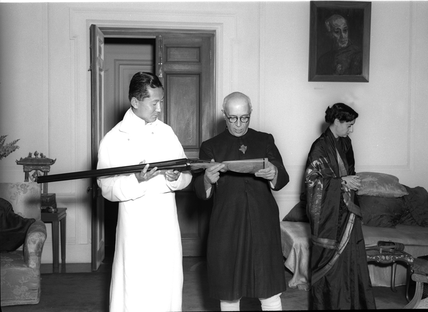 12th Chogyal Palden Thondup Namgyal meeting Jawaharlal Nehru at the Prime Minister’s house, New Delhi. (Picture Courtesy: Internet Archive)
