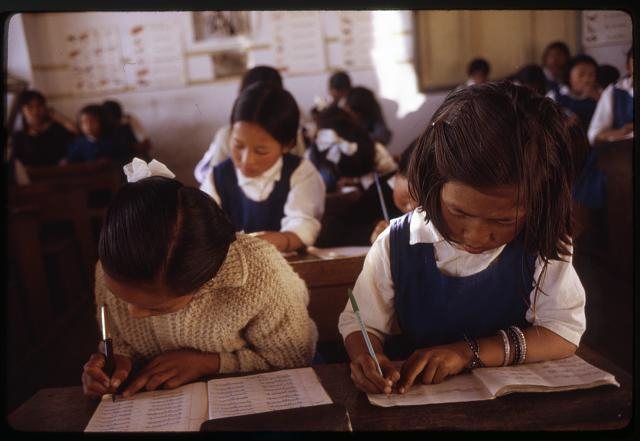 School children at Paljor Namgyal Girls School. (Picture Courtesy: Alice Kandell/Library of Congress)