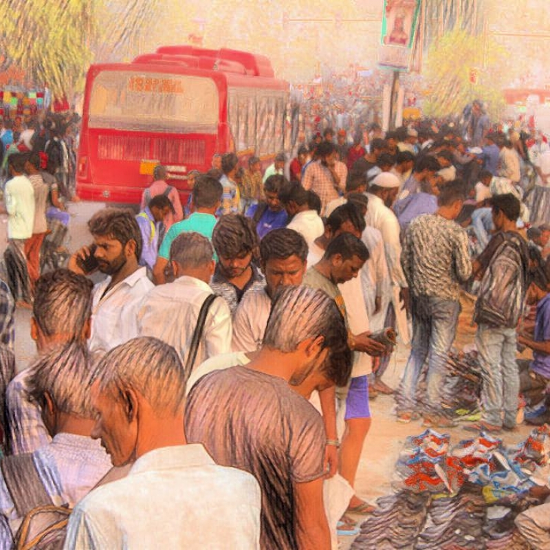 An artist's rendition of the hafta bazaars of Delhi (Courtesy: Abhishek Kumar Sharma)