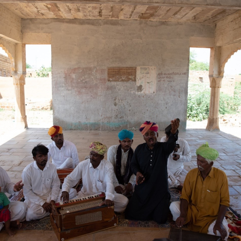 Manganiyars singing Nath and Sant Kirtans, Kanoi, Rajasthan. Photograph by Sriram Sabhapathy