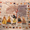 Blue Krishna, 2017, by embroidery artist Rajni and miniature painter Parikshit Sharma, made with naturally dyed silk thread on fine khaddar, CHARU, Delhi Crafts Council based on the original source at Calico Museum, Ahmedabad (Courtesy: CHARU, Delhi Crafts Council)