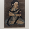 After migrating from rural areas to the urban Kali temple surroundings in Calcutta, the Kalighat patuas initially painted mythological characters. However, over time, their topics changed to include urban dwellings and secular themes: from the doings of babus and bibis to raging court cases of the time. This painting shows an urban woman sitting cross-legged, with a smile on her face, probably pondering over the day’s events (Courtesy: Darshan Shah/Weavers Studio Research Centre, Kolkata)