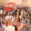 An artist's rendition of the hafta bazaars of Delhi (Courtesy: Abhishek Kumar Sharma)