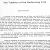 The Tradition of the Performing Arts