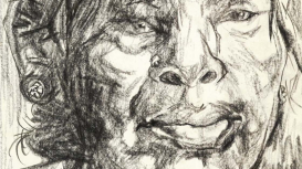 Portrait of artist's mother; charcoal on paper; 11.7 in x 8.3 in