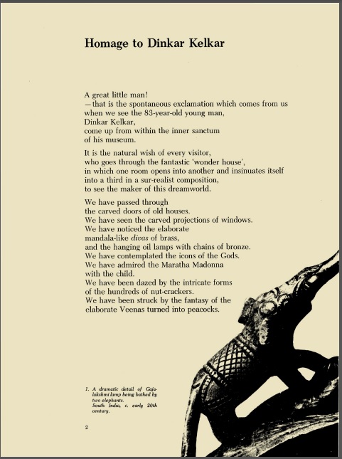 Homage to Dinkar Kelkar, MARG, Vol. 31, No. 3, p. 2 Homage to Dinkar Kelkar, MARG, Vol. 31, No. 3, p. 2