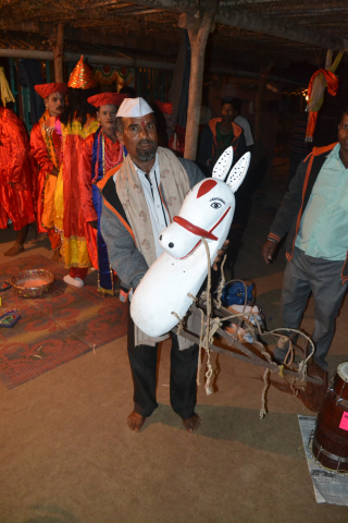 Ganpat Bargude, a khele troupe manager and director from Oshi village. (Courtesy: Sonam Ambe)