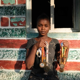 Because of African genes, Siddi youngsters naturally gifted with good stamina, athletic physique, body strength and power. Anita is a state-level athlete from Hunashettikoppa village, in Haveri district, Karnataka, and has won numerous medals in the 500-, 800- and 1000-meter middle-distance running. 