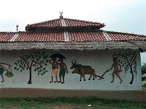 house with Rajwar Clay relief work