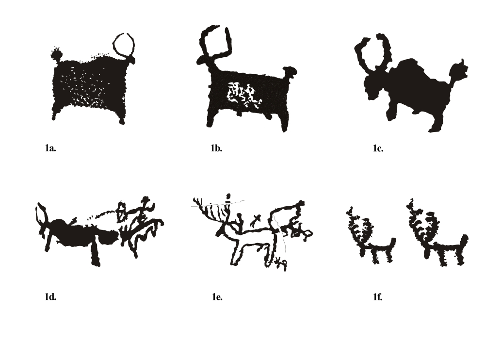 Fig. 1. (a­–f) Yaks and deer representations from Kairy site