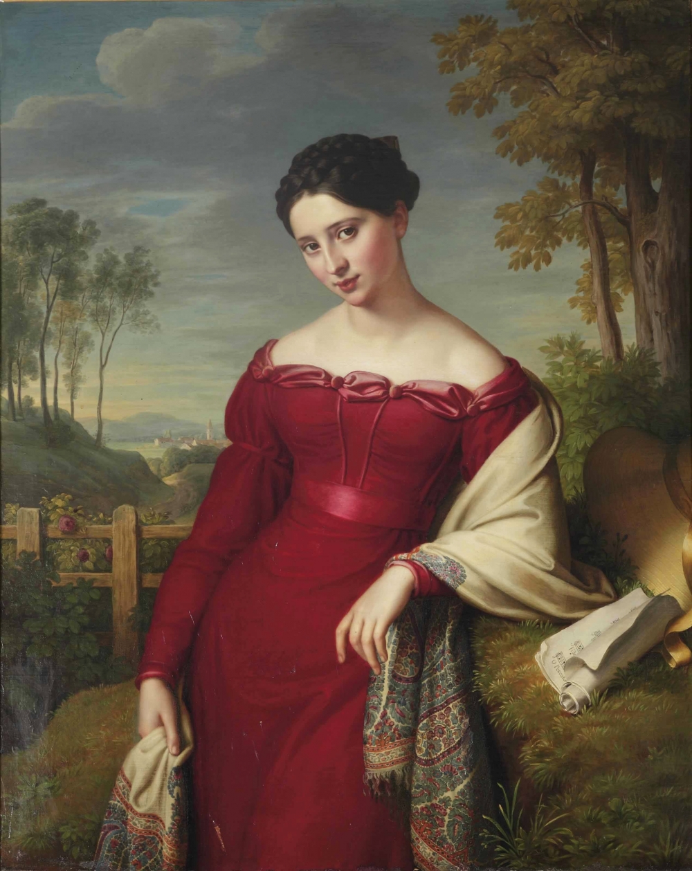1824 portrait of a lady with an embroidered paisley shawl, Eduard Friedrich Leybold, Courtesy: Wikimedia Commons