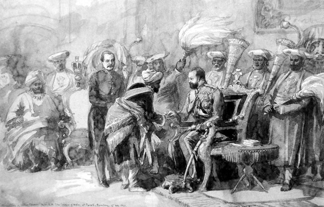 B.N. Goswamy, Princes in Parel, The Prince receiving ‘native princes’ at Parel. By William Simpson, 1875