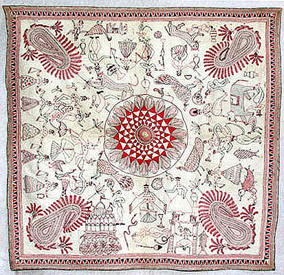 Bayton Kantha, c.9th Century AD, Khulna (Undivided Bengal). Baytan Kanthas are used to cover food plates