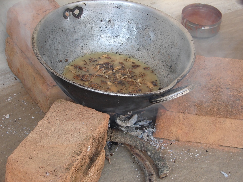 boiling bark with water