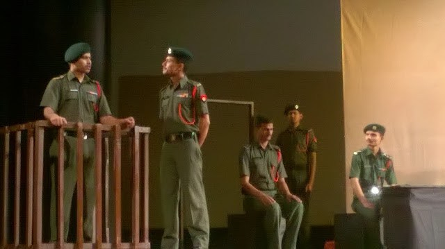 Fig 1: The Ranglok group performed Court Martial by Swadesh Deepak in the Soorsadan auditorium of Agra on September 9, 2017. The play addresses casteism prevalent in Indian military ranks. 