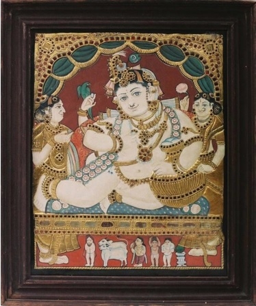 A Tanjore painting of Lord Krishna as an infant