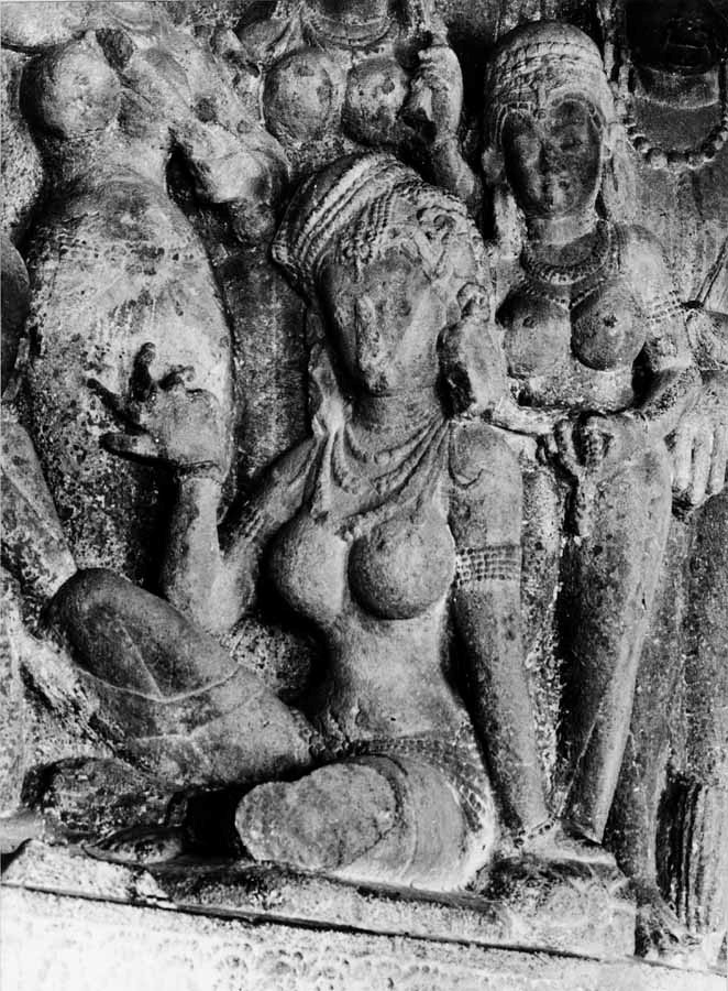  Fig.7. Traditionally, Shiva loses but there are a few rare reliefs where Shiva wins by cheating. On such occasions, Parvati lifts her hand and expresses vismaya or amazement. Vismaya is an important part of Shiva–Parvati games. (Courtesy: Digital South Asian Library, American Institute of Indian Studies, Gurgaon) 